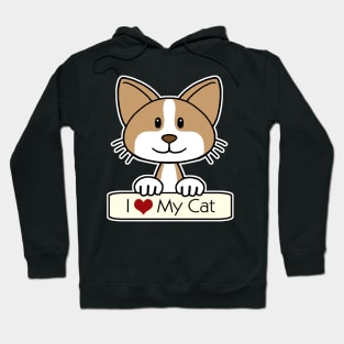 Brown and White Cat - I Love My Cat Hoodie